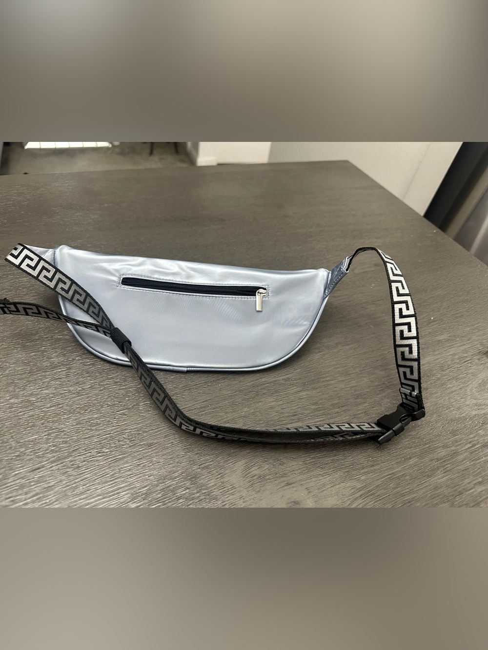 Versace Fragrances Silver Metallic Belt Bag Greek Key Strap - Picture 2 of 4
